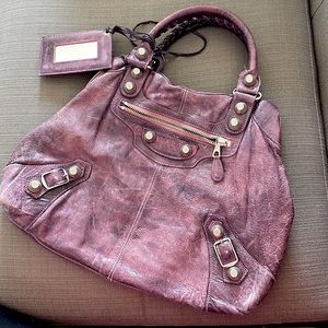 SOLD Balenciaga Large Giant Studs Brief Bag - Purple Leather
